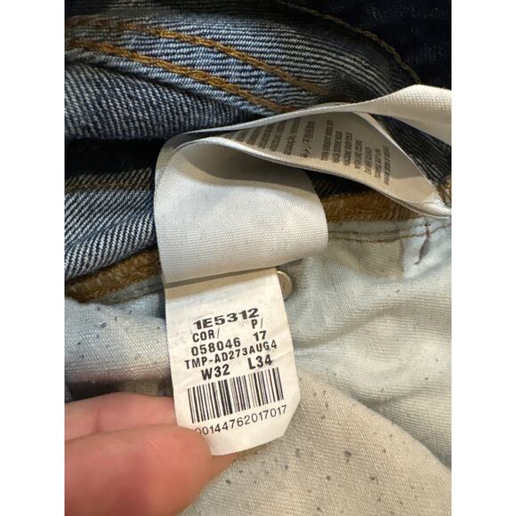 Abercrombie & Fitch Jeans Mens Sz 32x34 Blue Classic Taper Button Fly Distressed - Picture 7 of 13